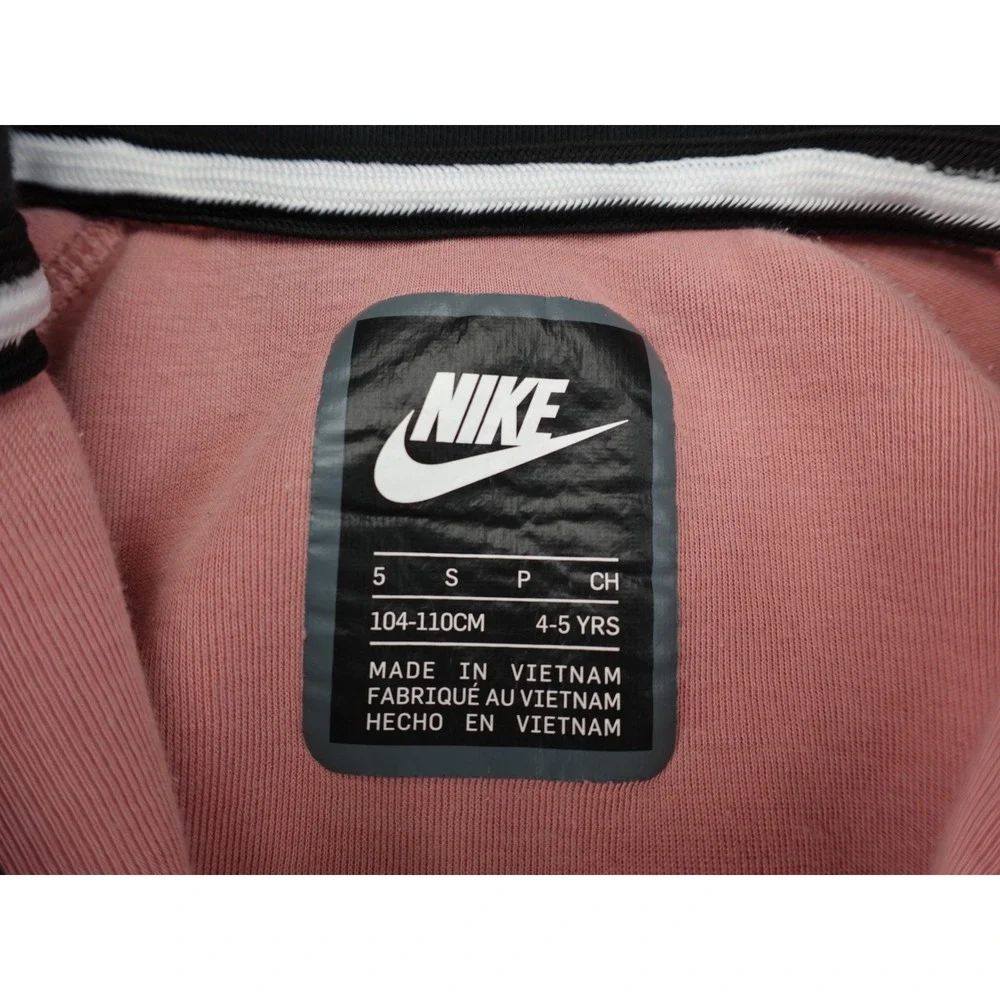Nike Tech Fleece Full Zip Hoodie Girls Size 5 Pink CU9223-603 Excellent